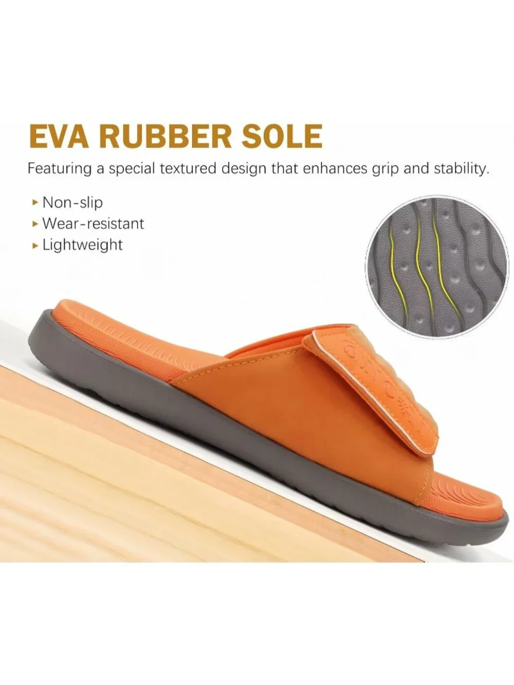 Men's Grey And Orange Orthotic Plantar Fasciitis Open Toe Athletic Sandal Shoes